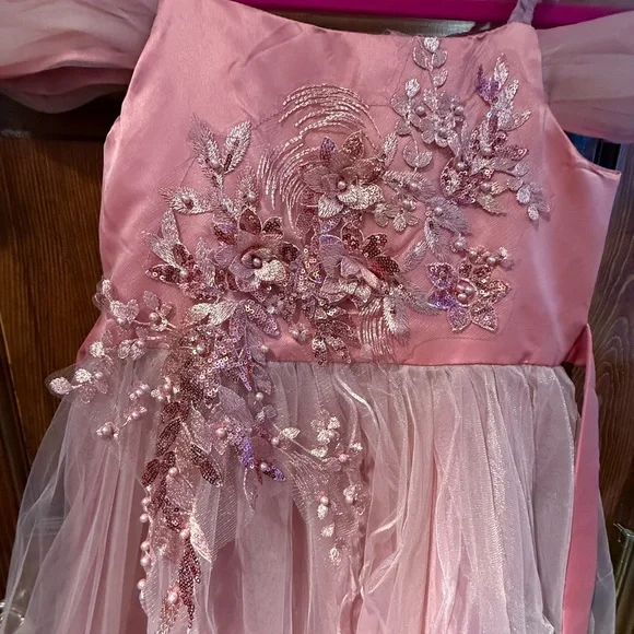 Elegant Pink Floral Dress kids - Picture 2 of 6